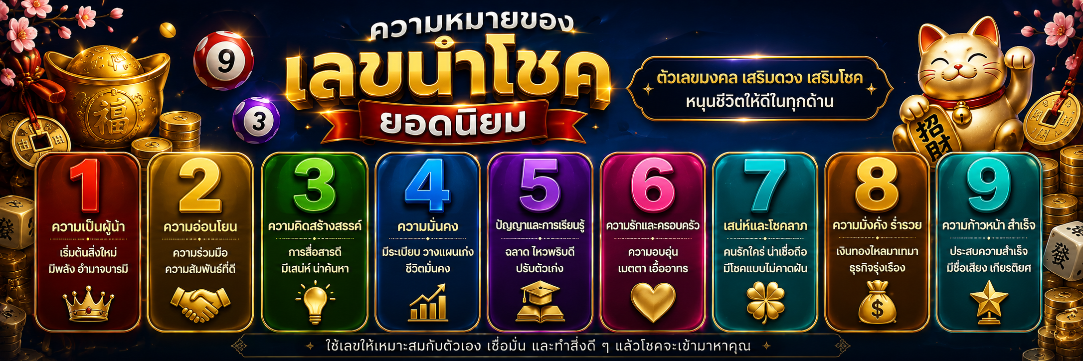 ความหมายของเลขนำโชคยอดนิยม